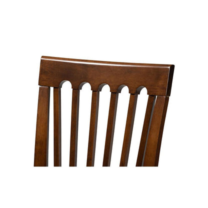 Grey Fabric Upholstered and Walnut Brown Finished Wood 5-Piece Dining Set