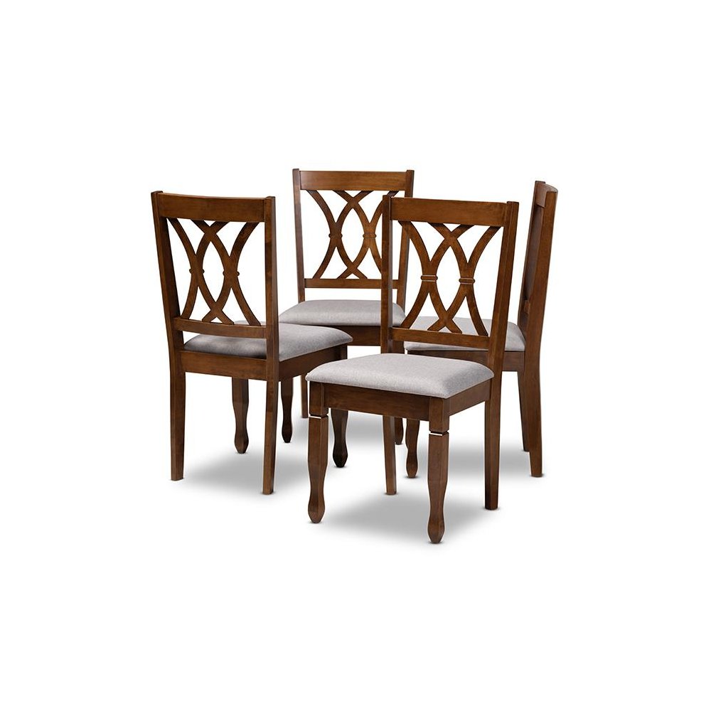 Walnut Brown Finished Wood 4-Piece Dining Chair Set Set