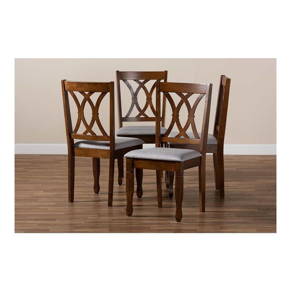 Walnut Brown Finished Wood 4-Piece Dining Chair Set Set