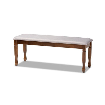 Grey Fabric Upholstered and Walnut Brown Finished Wood 6-Piece Dining Set