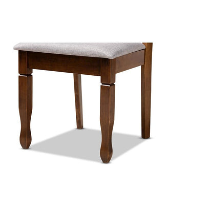 Grey Fabric Upholstered and Walnut Brown Finished Wood 4-Piece Dining Chair Set
