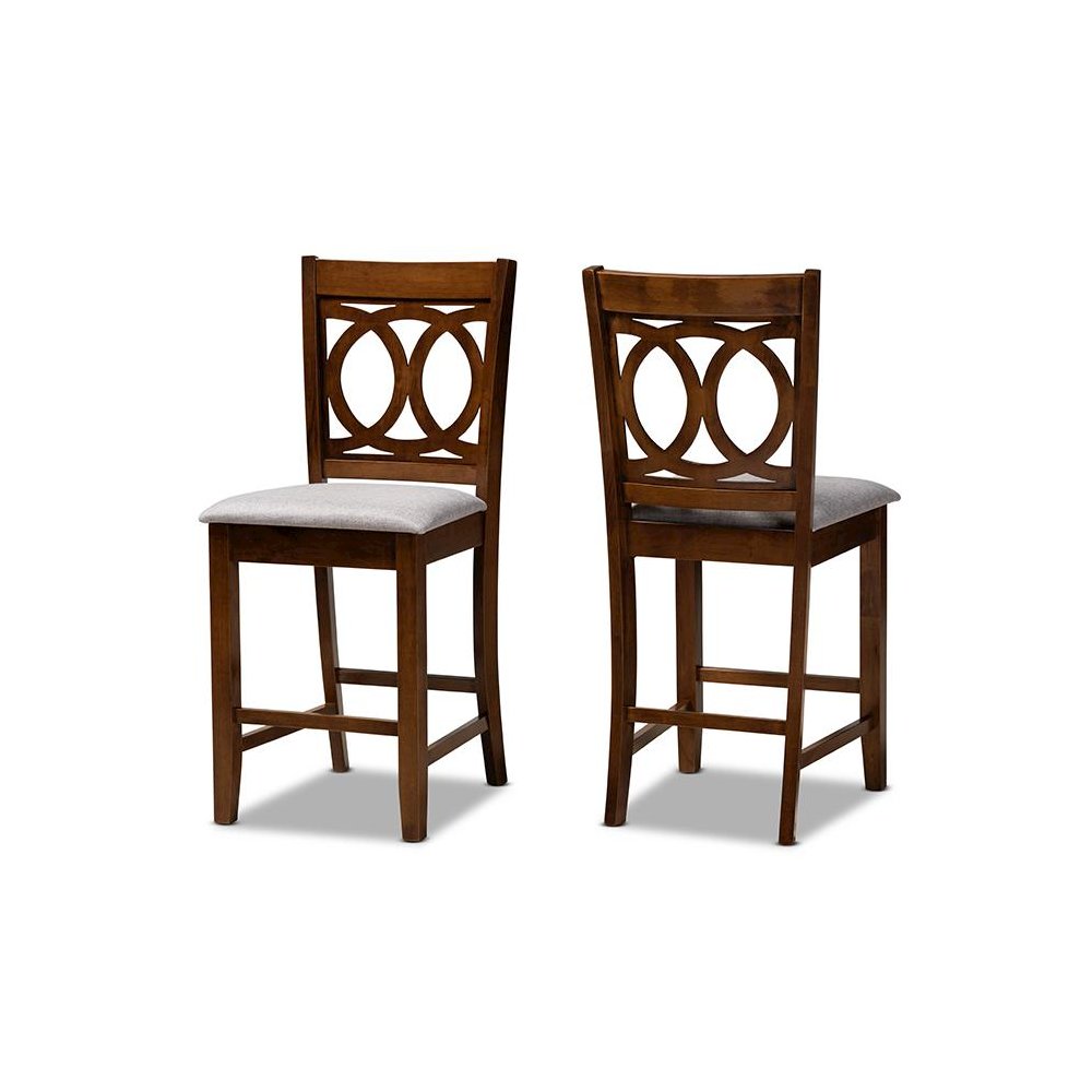 Walnut Brown Finished Wood 2-Piece Counter Height Pub Chair Set