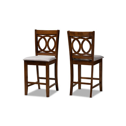 Walnut Brown Finished Wood 2-Piece Counter Height Pub Chair Set
