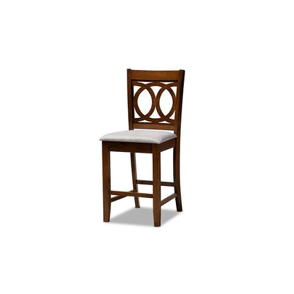 Grey Fabric Upholstered Walnut Brown Finished 5-Piece Wood Pub Set