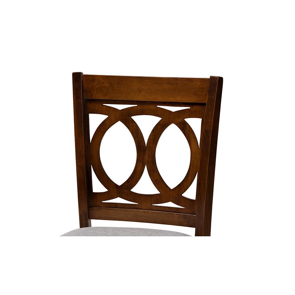 Grey Fabric Upholstered Walnut Brown Finished 5-Piece Wood Pub Set