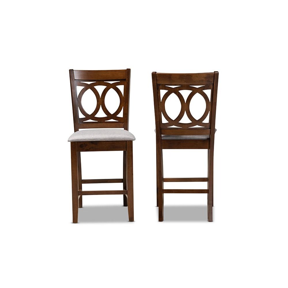 Walnut Brown Finished Wood 2-Piece Counter Height Pub Chair Set