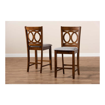 Walnut Brown Finished Wood 2-Piece Counter Height Pub Chair Set