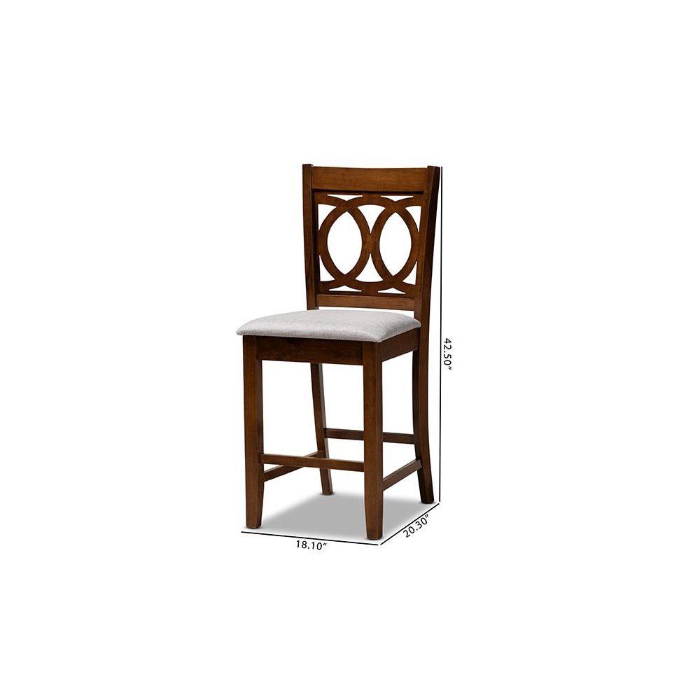 Walnut Brown Finished Wood 2-Piece Counter Height Pub Chair Set
