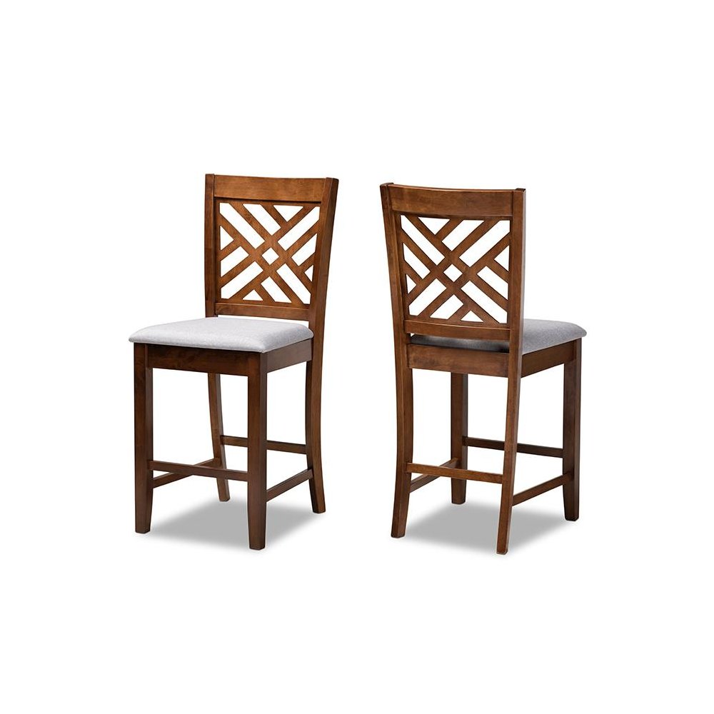 Walnut Brown Finished 2-Piece Wood Counter Height Pub Chair Set Set