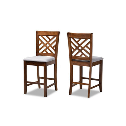 Walnut Brown Finished 2-Piece Wood Counter Height Pub Chair Set Set