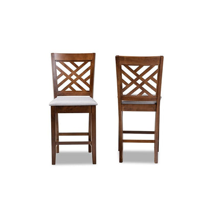Walnut Brown Finished 2-Piece Wood Counter Height Pub Chair Set Set