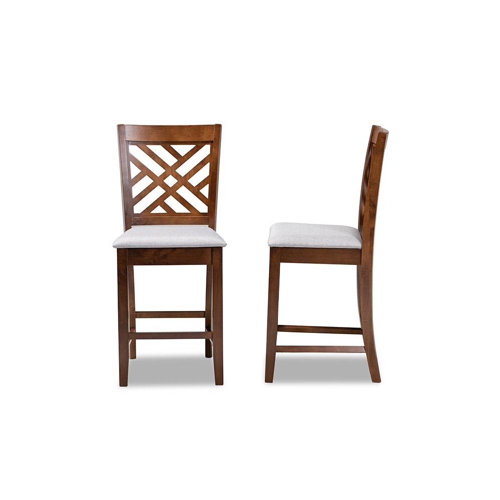 Walnut Brown Finished 2-Piece Wood Counter Height Pub Chair Set Set