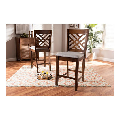 Walnut Brown Finished 2-Piece Wood Counter Height Pub Chair Set Set