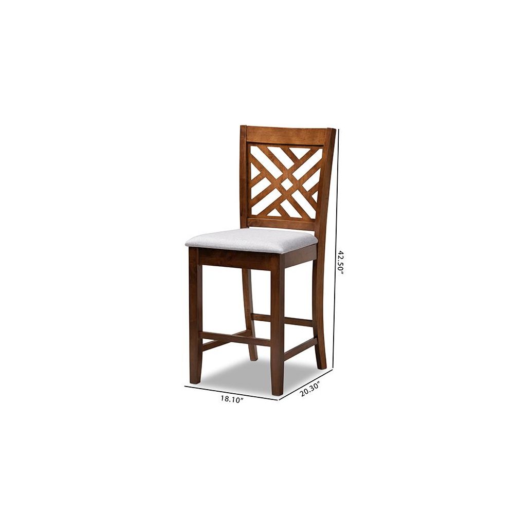 Walnut Brown Finished 2-Piece Wood Counter Height Pub Chair Set Set