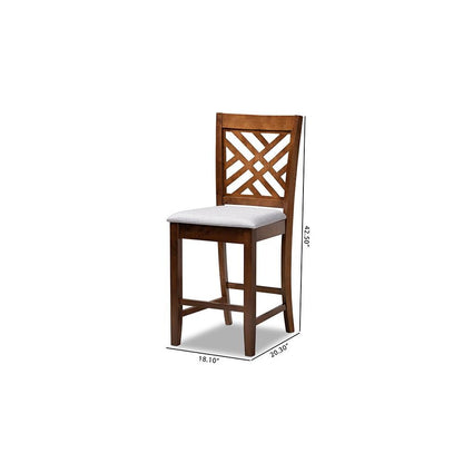 Walnut Brown Finished 2-Piece Wood Counter Height Pub Chair Set Set