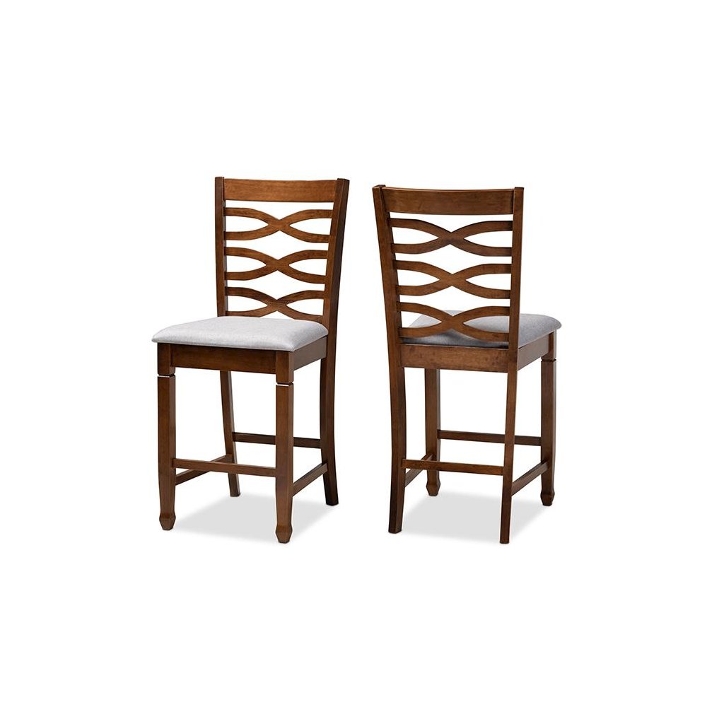 Walnut Brown Finished 2-Piece Wood Counter Height Pub Chair Set Set