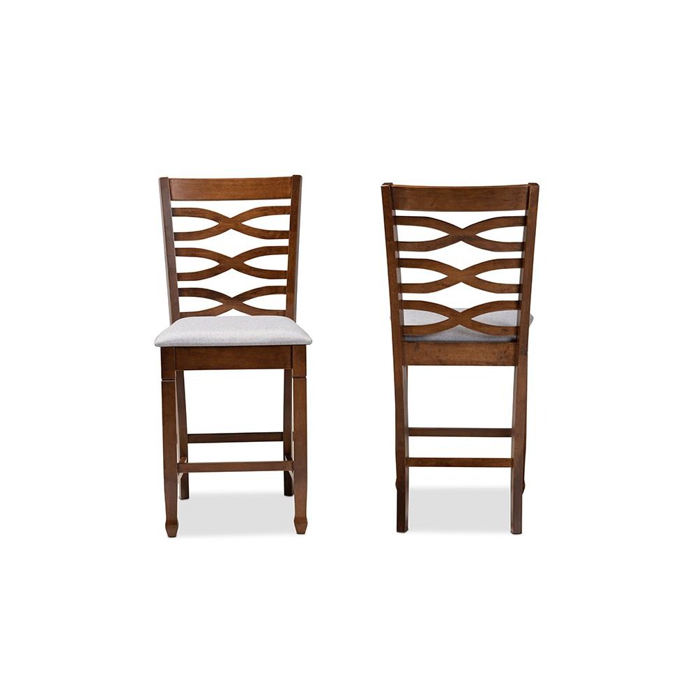 Walnut Brown Finished 2-Piece Wood Counter Height Pub Chair Set Set
