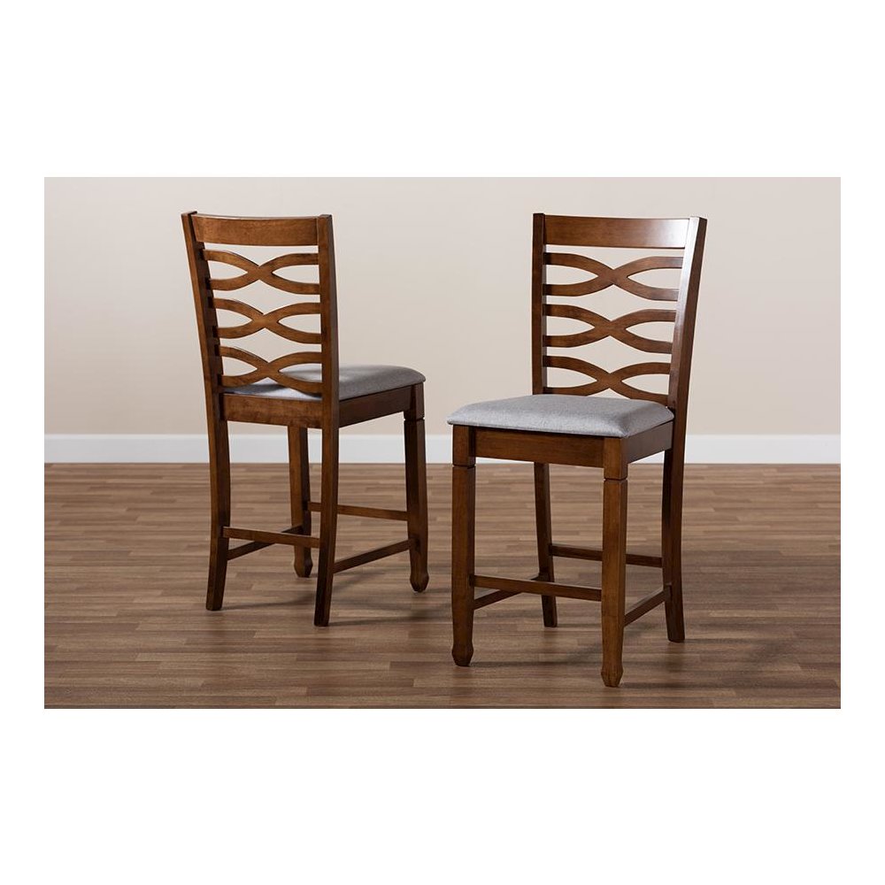 Walnut Brown Finished 2-Piece Wood Counter Height Pub Chair Set Set