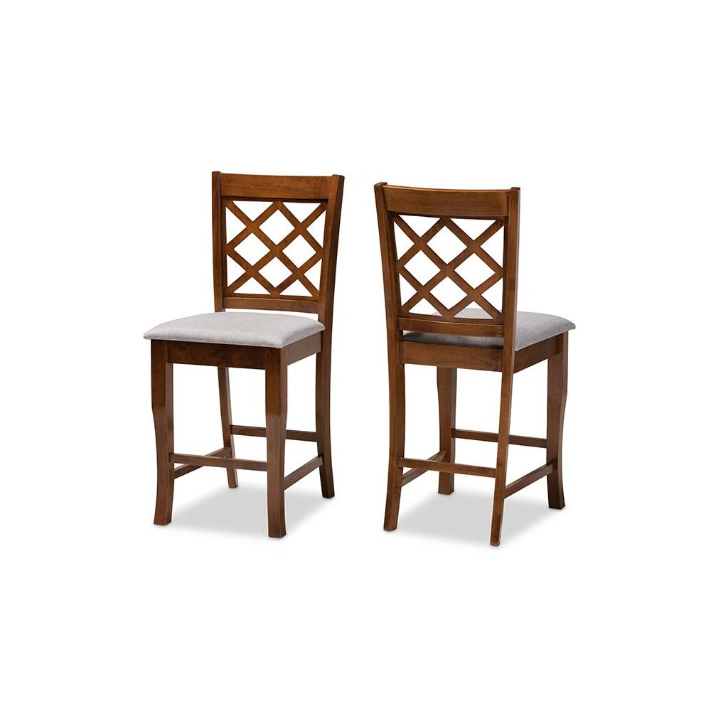 Walnut Brown Finished Wood 2-Piece Counter Height Pub Chair Set