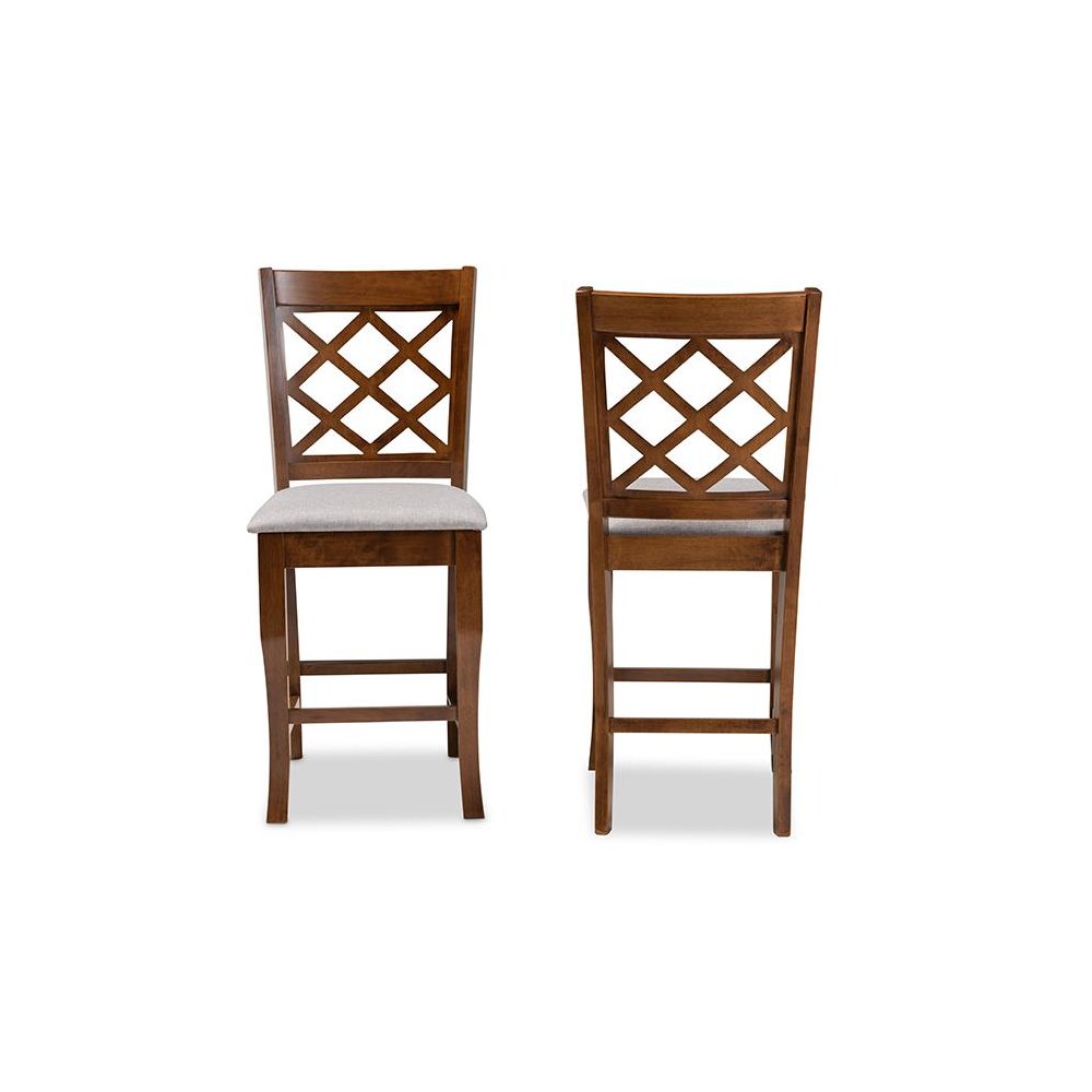 Walnut Brown Finished Wood 2-Piece Counter Height Pub Chair Set