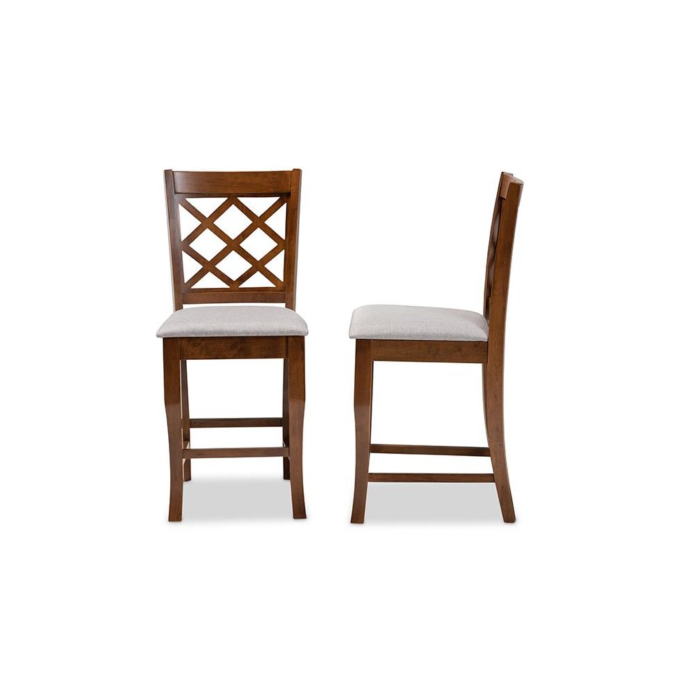 Walnut Brown Finished Wood 2-Piece Counter Height Pub Chair Set