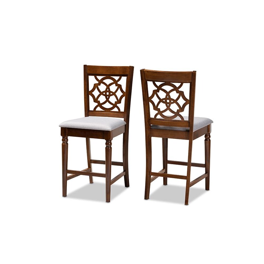 Walnut Brown Finished Wood 2-Piece Counter Height Pub Chair Set
