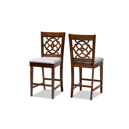 Walnut Brown Finished Wood 2-Piece Counter Height Pub Chair Set