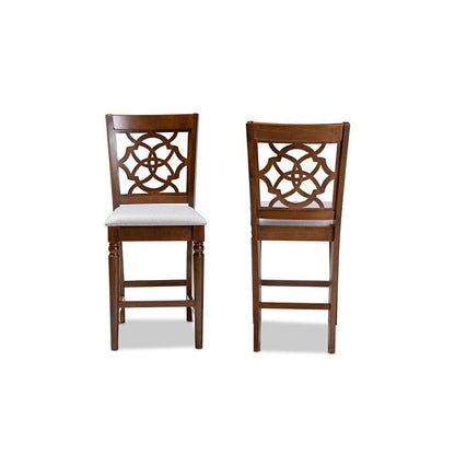 Walnut Brown Finished Wood 2-Piece Counter Height Pub Chair Set