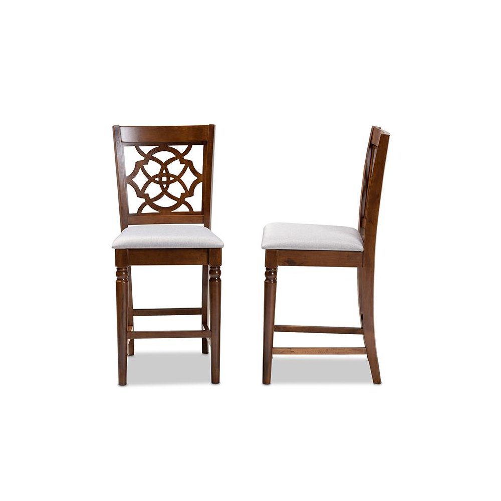 Walnut Brown Finished Wood 2-Piece Counter Height Pub Chair Set