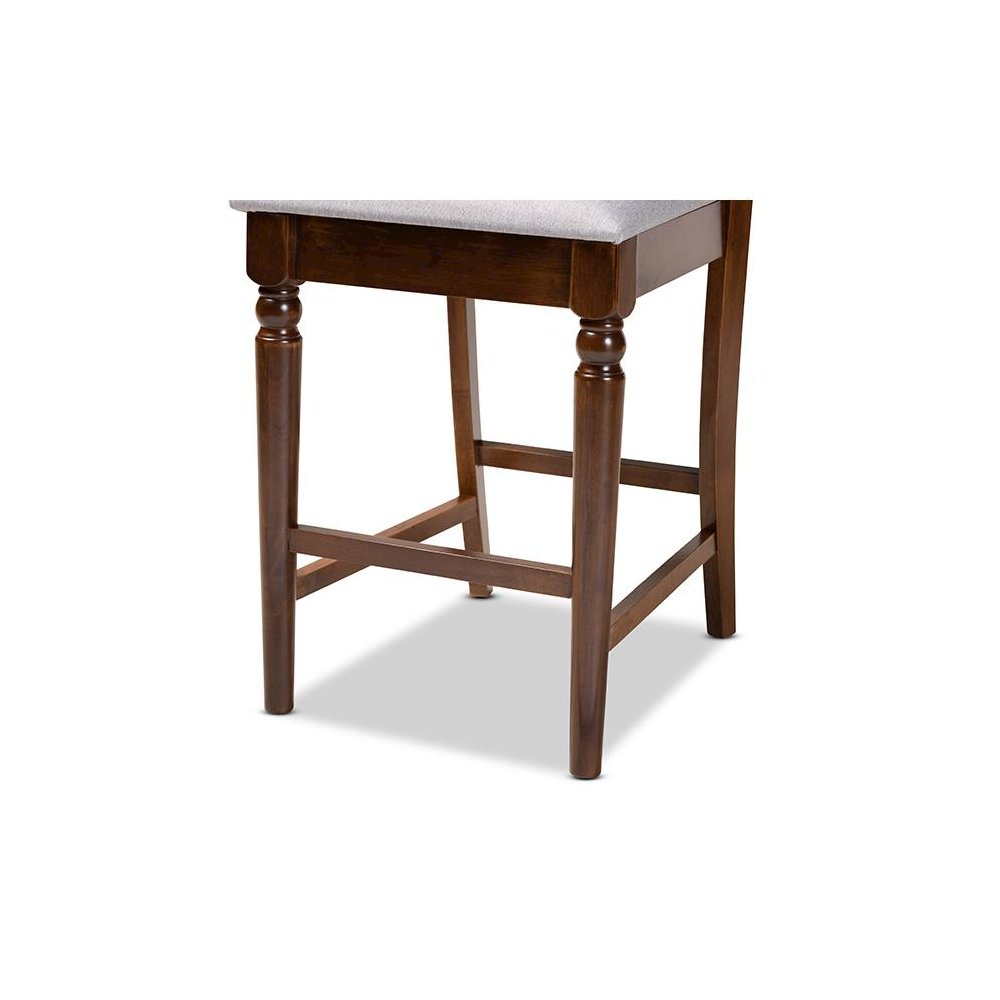 Walnut Brown Finished Wood 2-Piece Counter Height Pub Chair Set