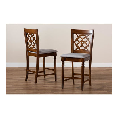 Walnut Brown Finished Wood 2-Piece Counter Height Pub Chair Set