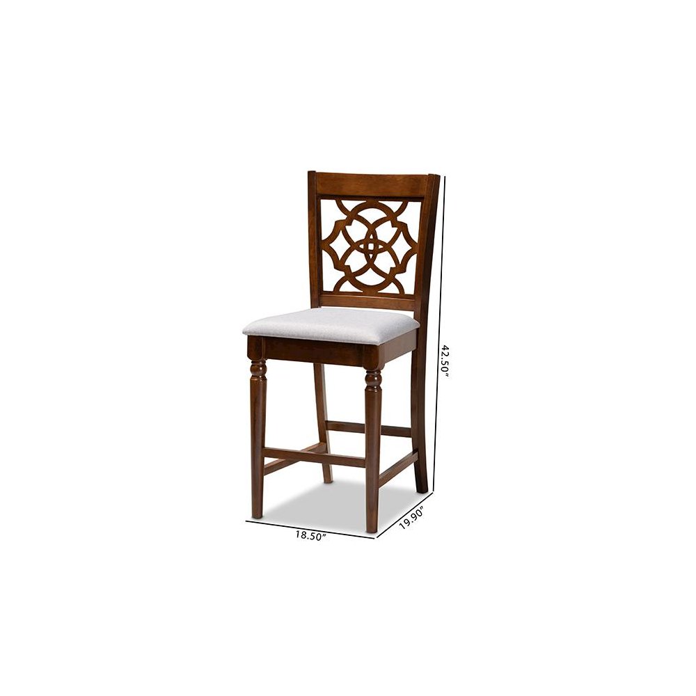 Walnut Brown Finished Wood 2-Piece Counter Height Pub Chair Set