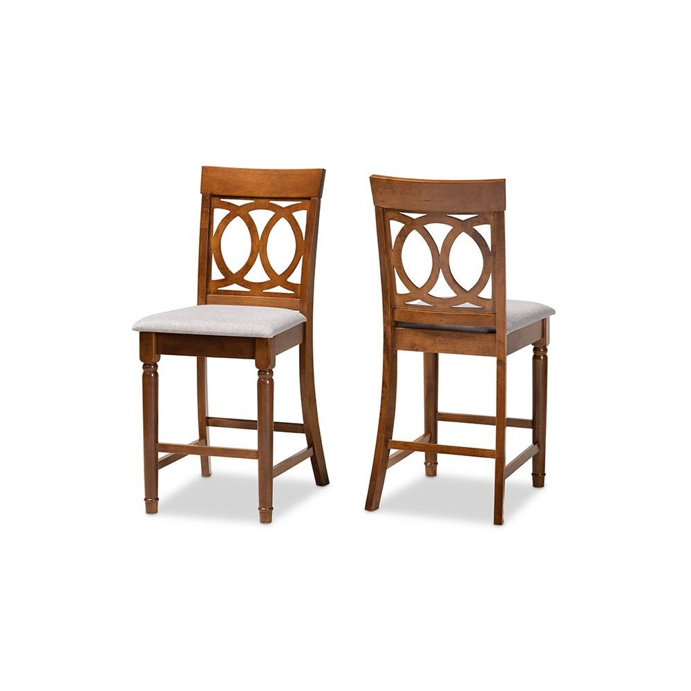 Walnut Brown Finished Wood 2-Piece Counter Height Pub Chair Set
