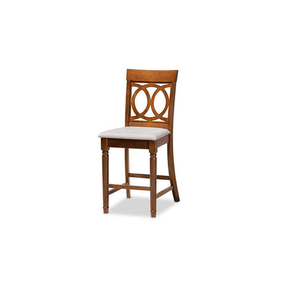 Grey Fabric Upholstered Walnut Brown Finished 5-Piece Wood Pub Set