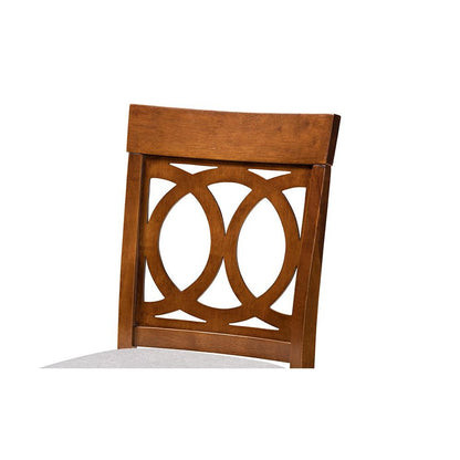 Grey Fabric Upholstered Walnut Brown Finished 5-Piece Wood Pub Set