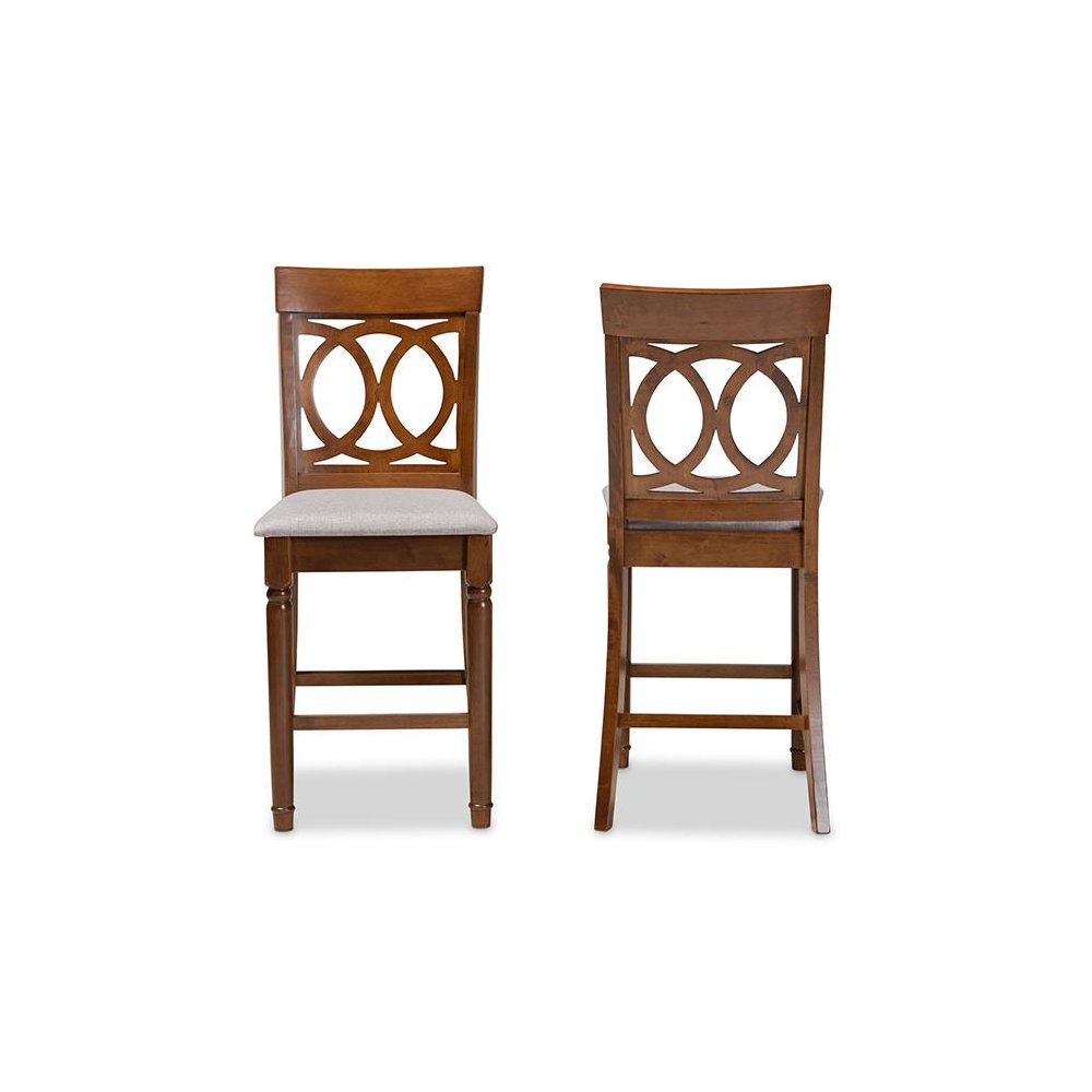 Walnut Brown Finished Wood 2-Piece Counter Height Pub Chair Set