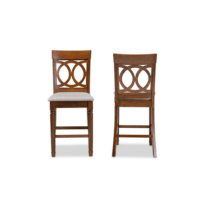 Walnut Brown Finished Wood 2-Piece Counter Height Pub Chair Set