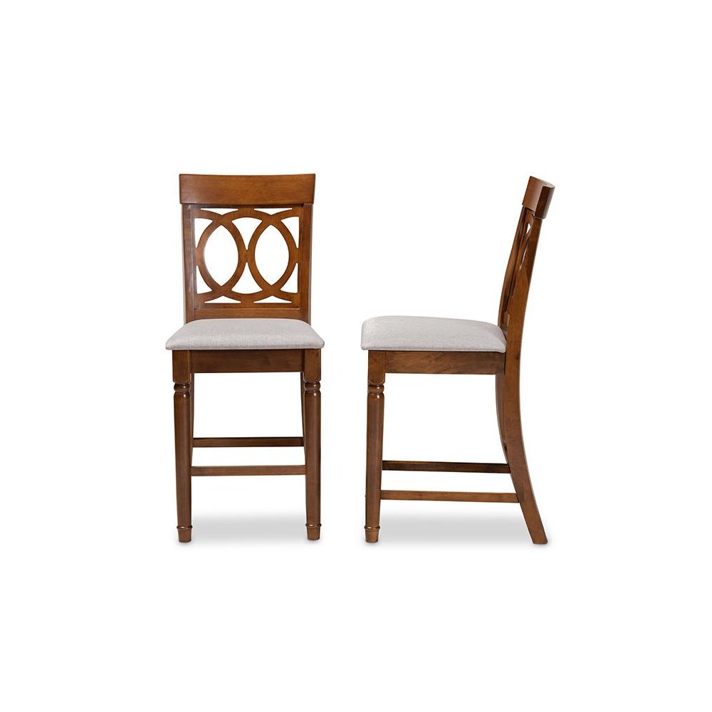 Walnut Brown Finished Wood 2-Piece Counter Height Pub Chair Set