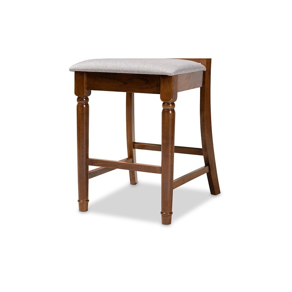Walnut Brown Finished Wood 2-Piece Counter Height Pub Chair Set