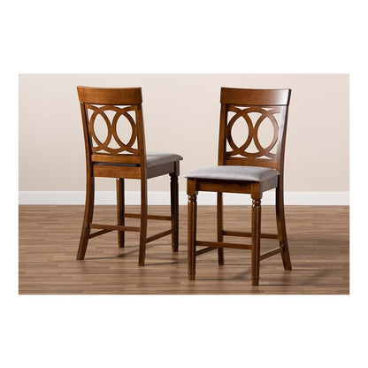 Walnut Brown Finished Wood 2-Piece Counter Height Pub Chair Set