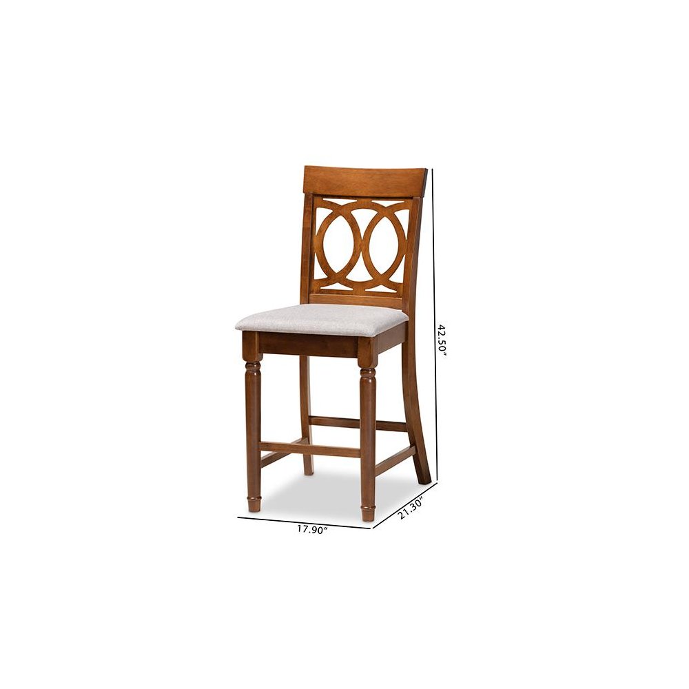 Walnut Brown Finished Wood 2-Piece Counter Height Pub Chair Set
