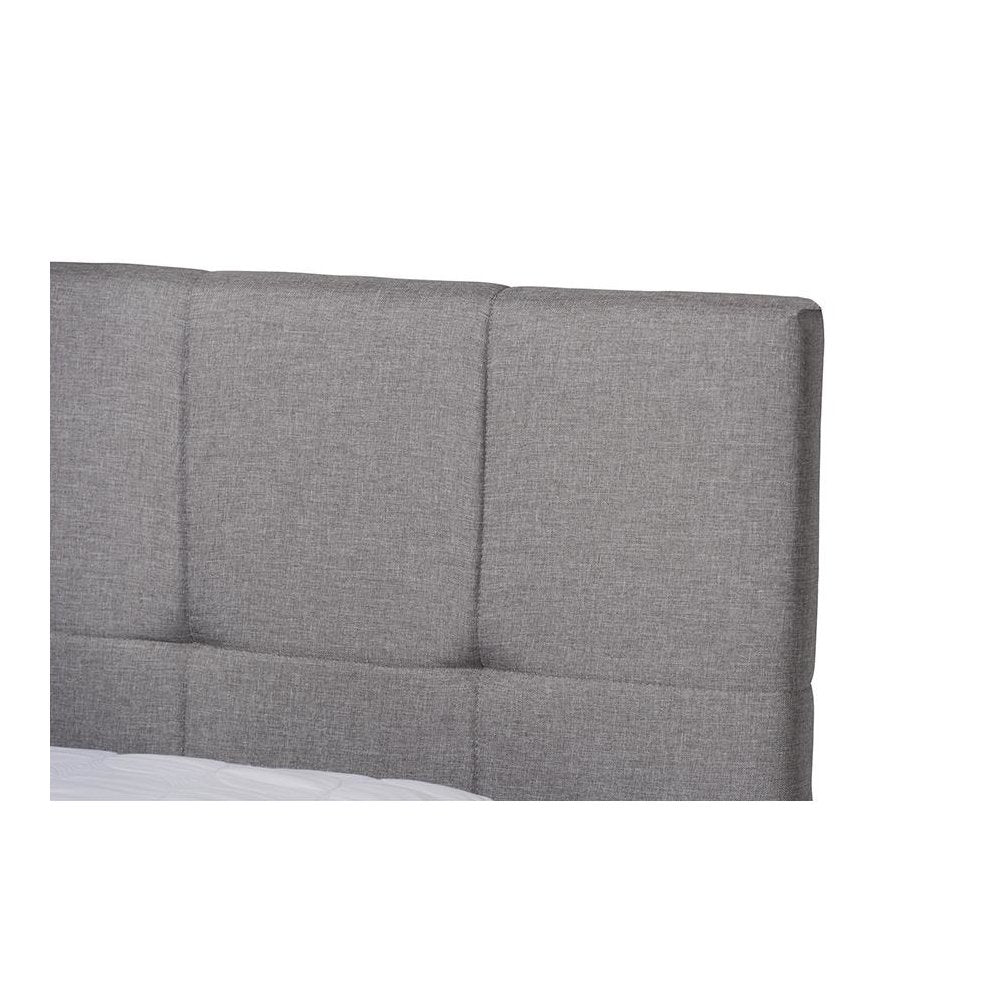 Netti Light Grey Fabric Upholstered 2-Drawer Queen Size Platform Storage Bed