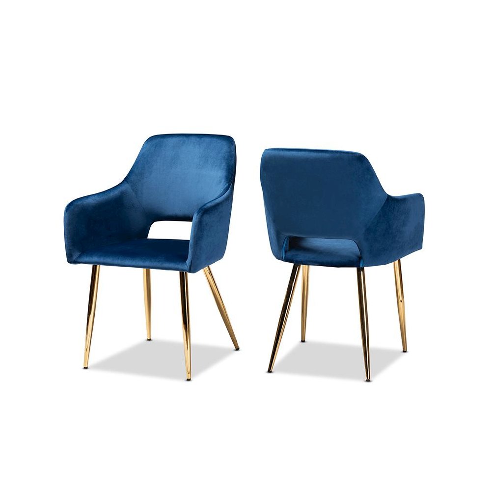 Gold Finished 2-Piece Metal Dining Chair Set