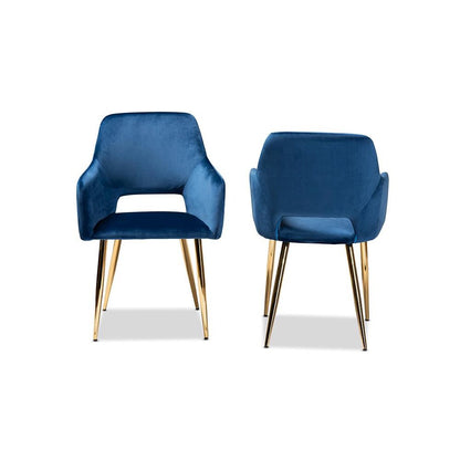 Gold Finished 2-Piece Metal Dining Chair Set