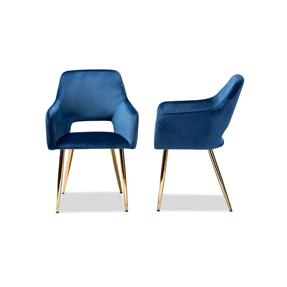 Gold Finished 2-Piece Metal Dining Chair Set