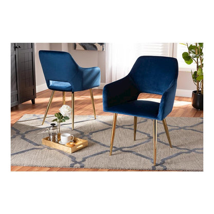 Gold Finished 2-Piece Metal Dining Chair Set