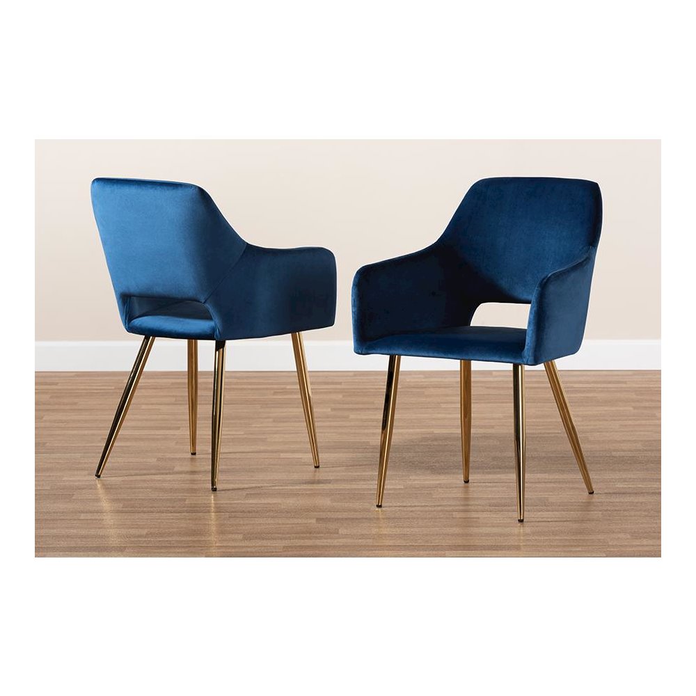 Gold Finished 2-Piece Metal Dining Chair Set