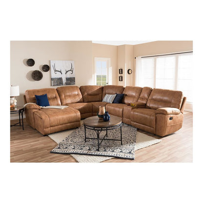 Light Brown Palomino Suede 6-Piece Sectional with Recliners Corner Lounge Suite