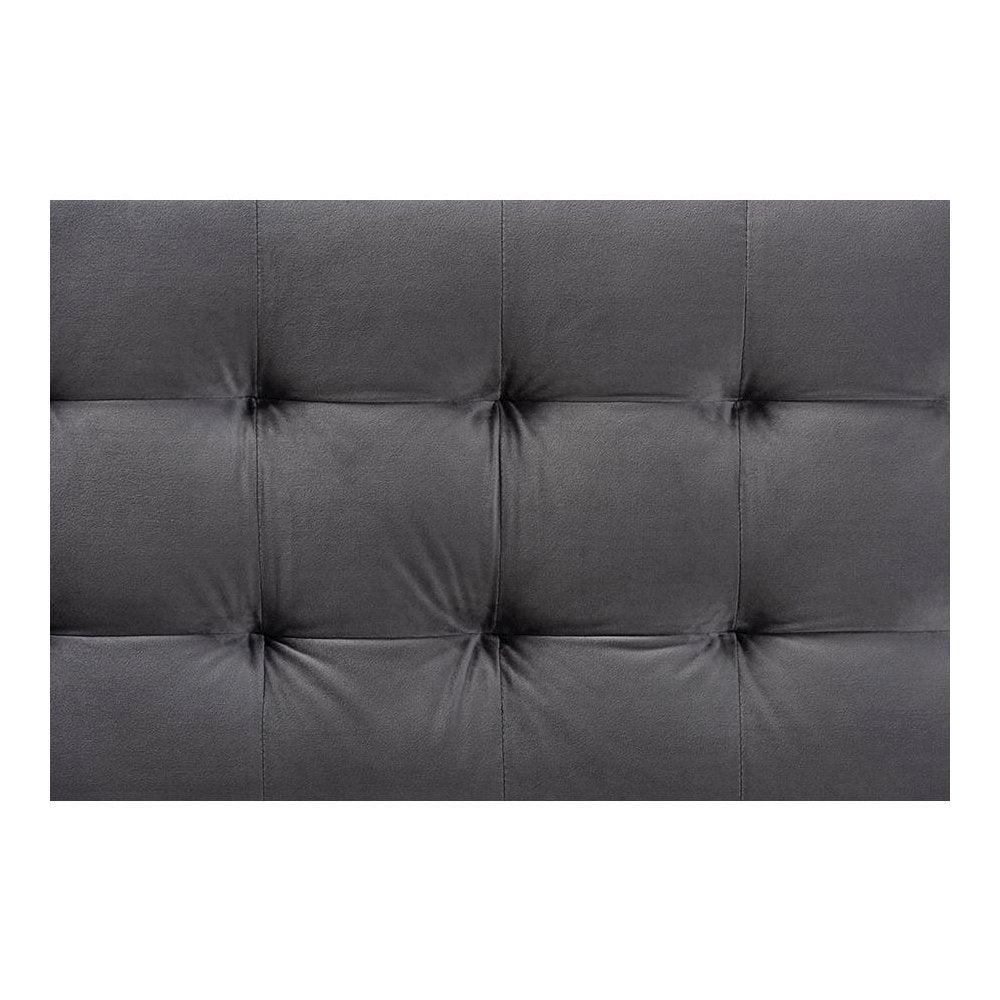 Grey Velvet Fabric Upholstered Grid-Tufted Storage Ottoman Bench