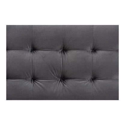 Grey Velvet Fabric Upholstered Grid-Tufted Storage Ottoman Bench